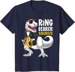Kids Ring Bearer Saurus Shirt Tux T Rex Wedding Boys Ring Bearer