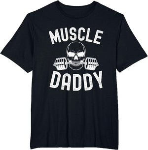 Muscle Daddy Weightlifter Skeleton Barbell dad Bodybuilder