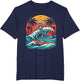 Skeleton Riding Wave Vintage Palm s Tree Beach Halloween
