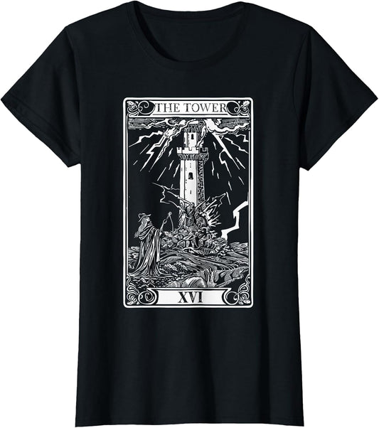 The Tower Tarot Card , Vintage Occult Funny Shirt