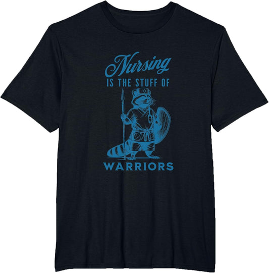 Nurse Nursing is The Stuff of Warriors Racoon Animal Design , Men's Big and Tall, Black, 6X Tall