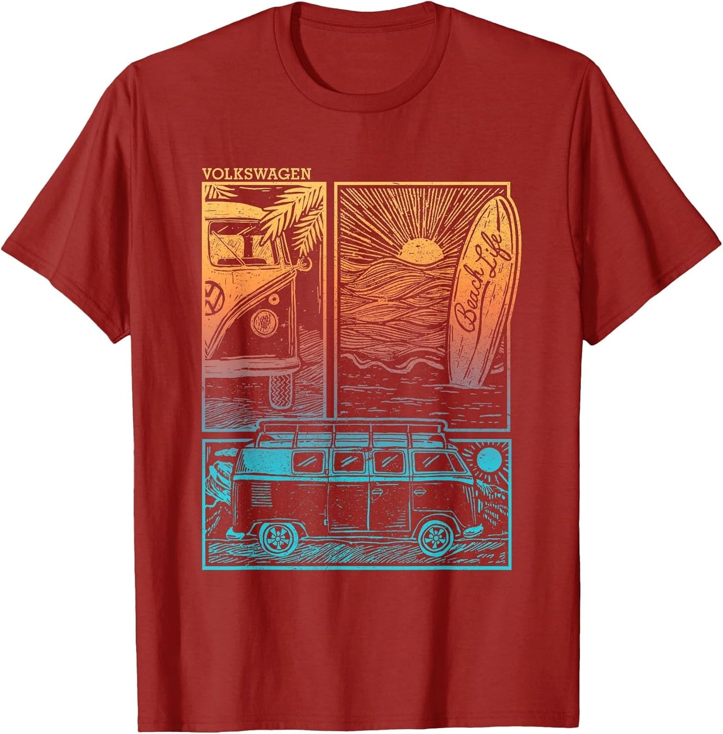Volkswagen Beach Life Camper Sunset Doodle