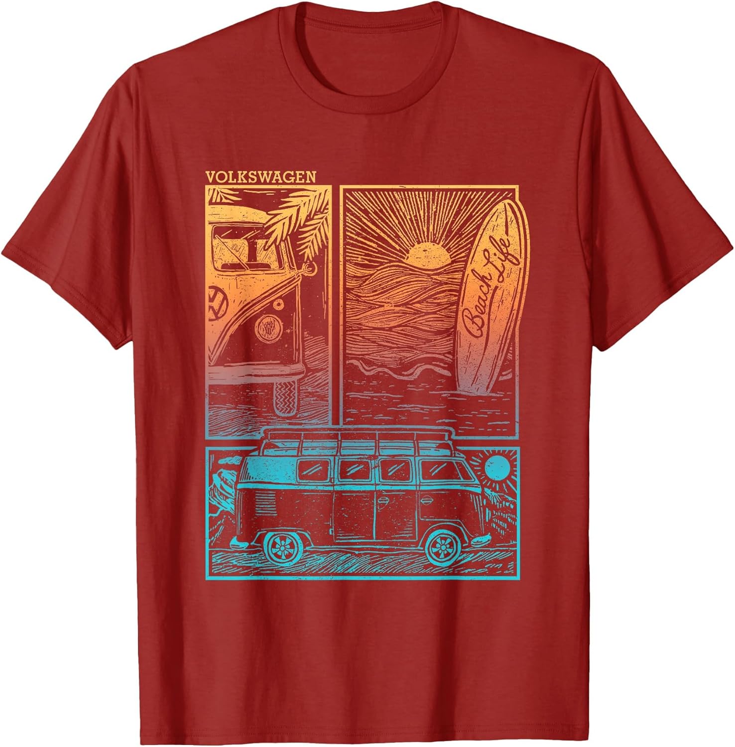 Volkswagen Beach Life Camper Sunset Doodle