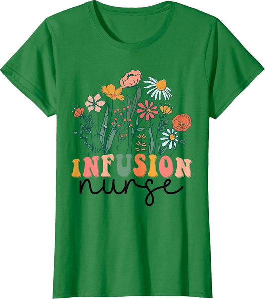 Groovy Wildflower Infusion Nurse , Women, Kelly Green, Small