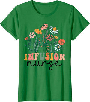 Groovy Wildflower Infusion Nurse , Women, Kelly Green, Large