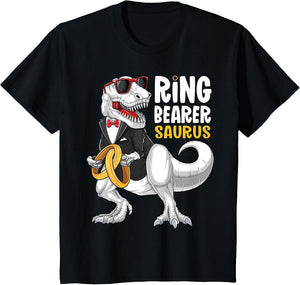 Kids Ring Bearer Saurus Shirt Tux T Rex Wedding Boys Ring Bearer