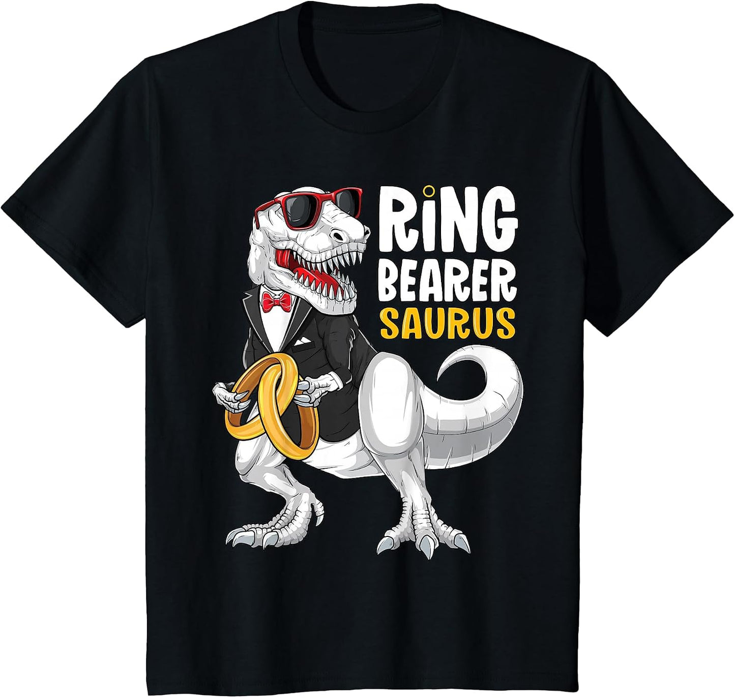 Kids Ring Bearer Saurus Shirt Tux T Rex Wedding Boys Ring Bearer