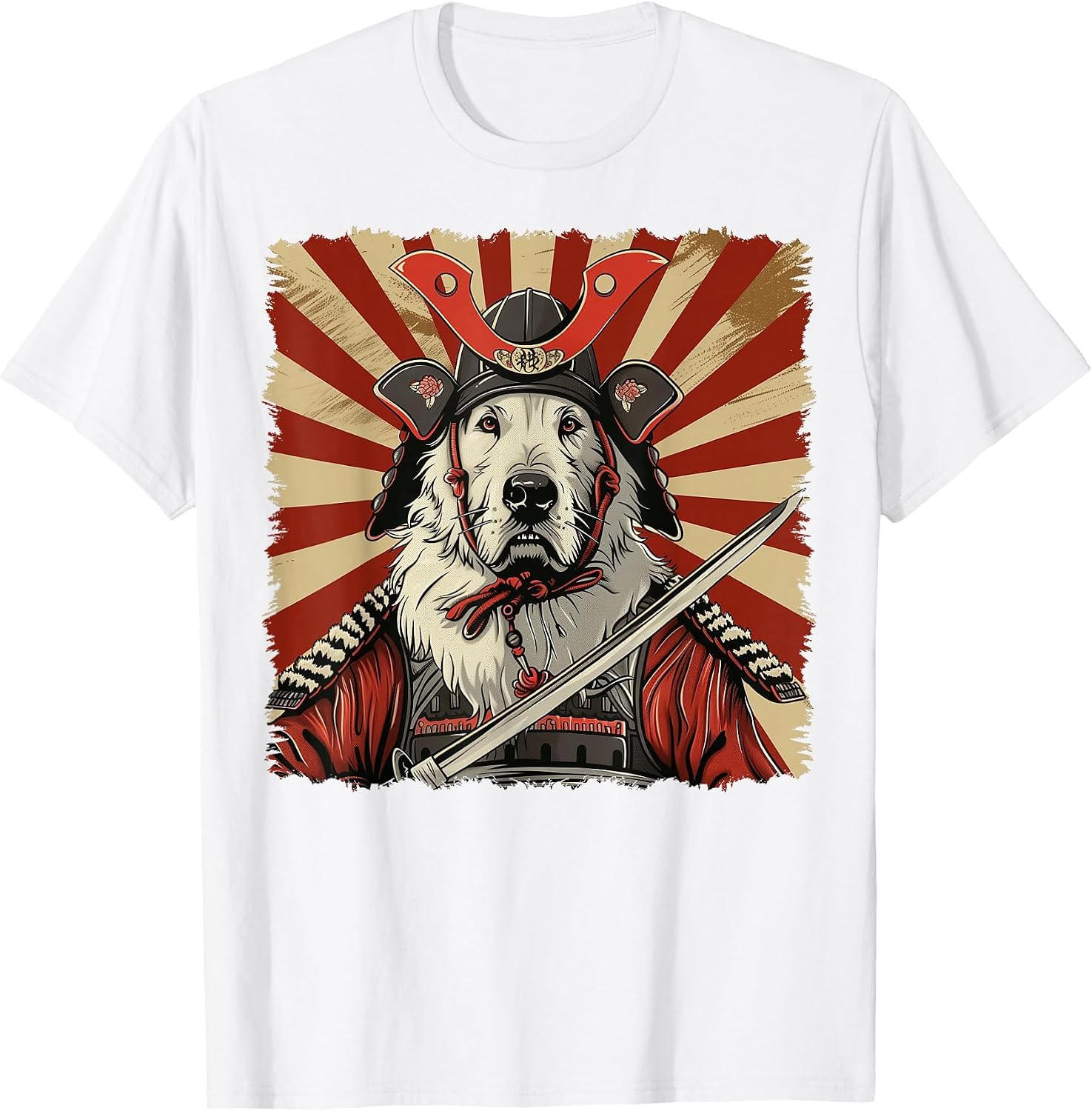 Great Pyrenees Dog Japanese Art Samurai Ukiyo-e Vintage