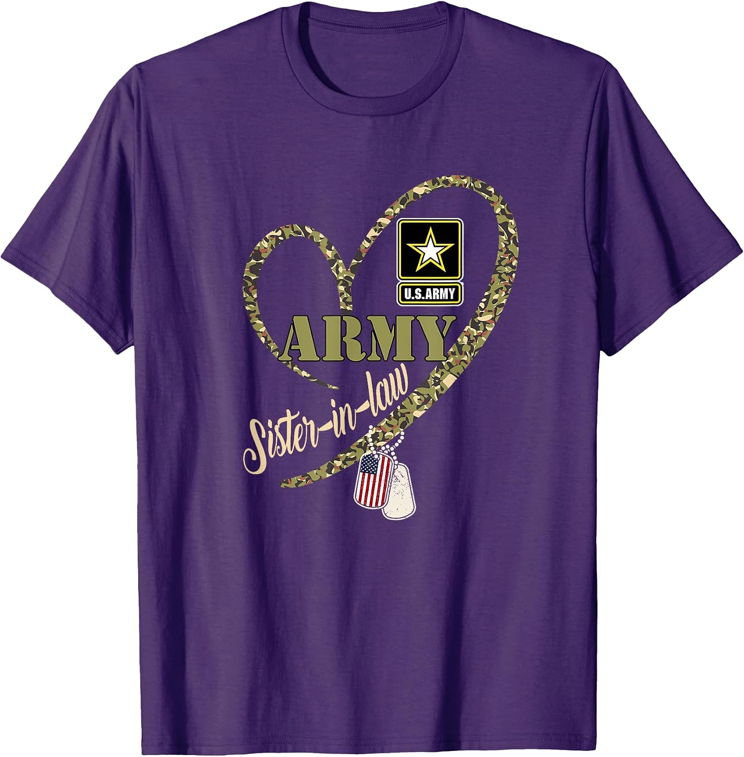 Proud Army Sister-In-Law Funny Military Heart Camouflage