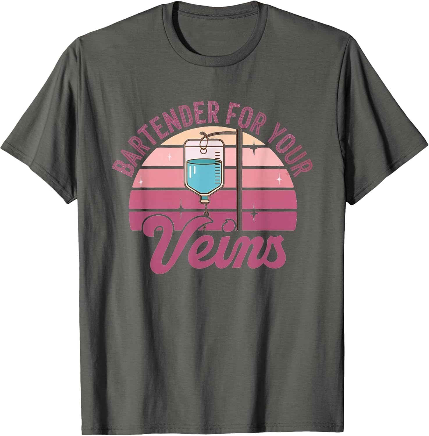 Bartender for Your Veins Intravenous Infusion Nurse IV Nurse , Men, Asphalt Grey, 5X-Large