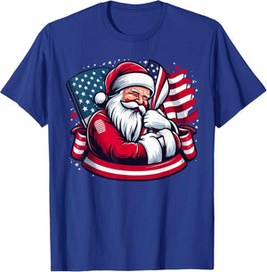 Patriotic Santa Claus Men Women Christmas USA Flag