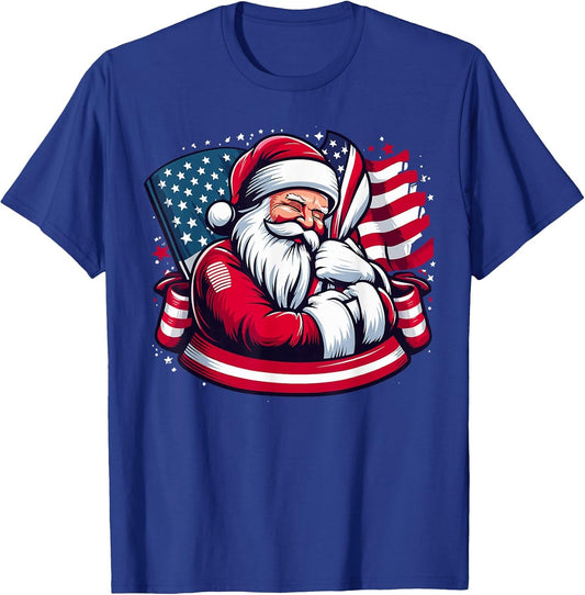 Patriotic Santa Claus Men Women Christmas USA Flag