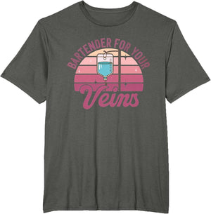 Bartender for Your Veins Intravenous Infusion Nurse IV Nurse , Men's Big and Tall, Asphalt Grey, 2X Tall