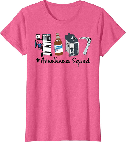 Funny Anesthesia Tech, Anesthesia Squad Goals CRNA Anesthesi , Women, Pink Heather, 3X-Large