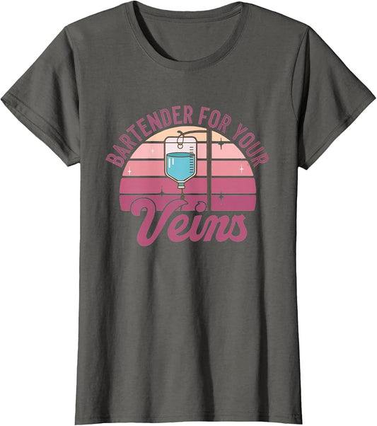 Bartender for Your Veins Intravenous Infusion Nurse IV Nurse , Women, Asphalt Grey, X-Large
