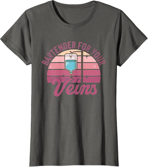 Bartender for Your Veins Intravenous Infusion Nurse IV Nurse , Women, Asphalt Grey, Large