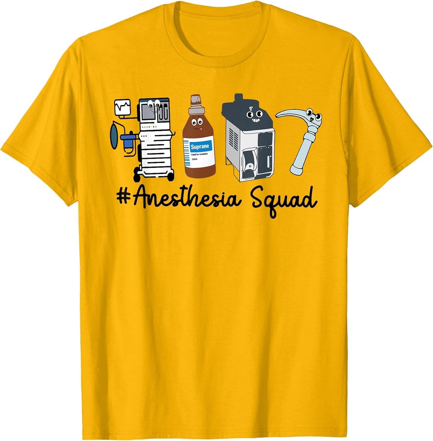 Funny Anesthesia Tech, Anesthesia Squad Goals CRNA Anesthesi , Men, Golden Yellow, Small