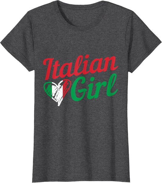 Italian Girl Italy Flag Heart Vintage