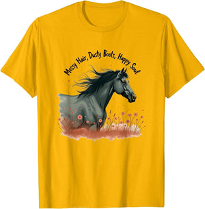 Messy Hair Dusty Boots Happy Soul Horse Riding Graphic