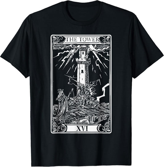 The Tower Tarot Card , Vintage Occult Funny Shirt