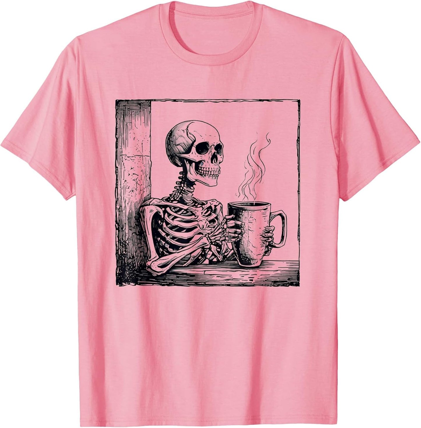 Coffee Drinking Skeleton Skull Halloween