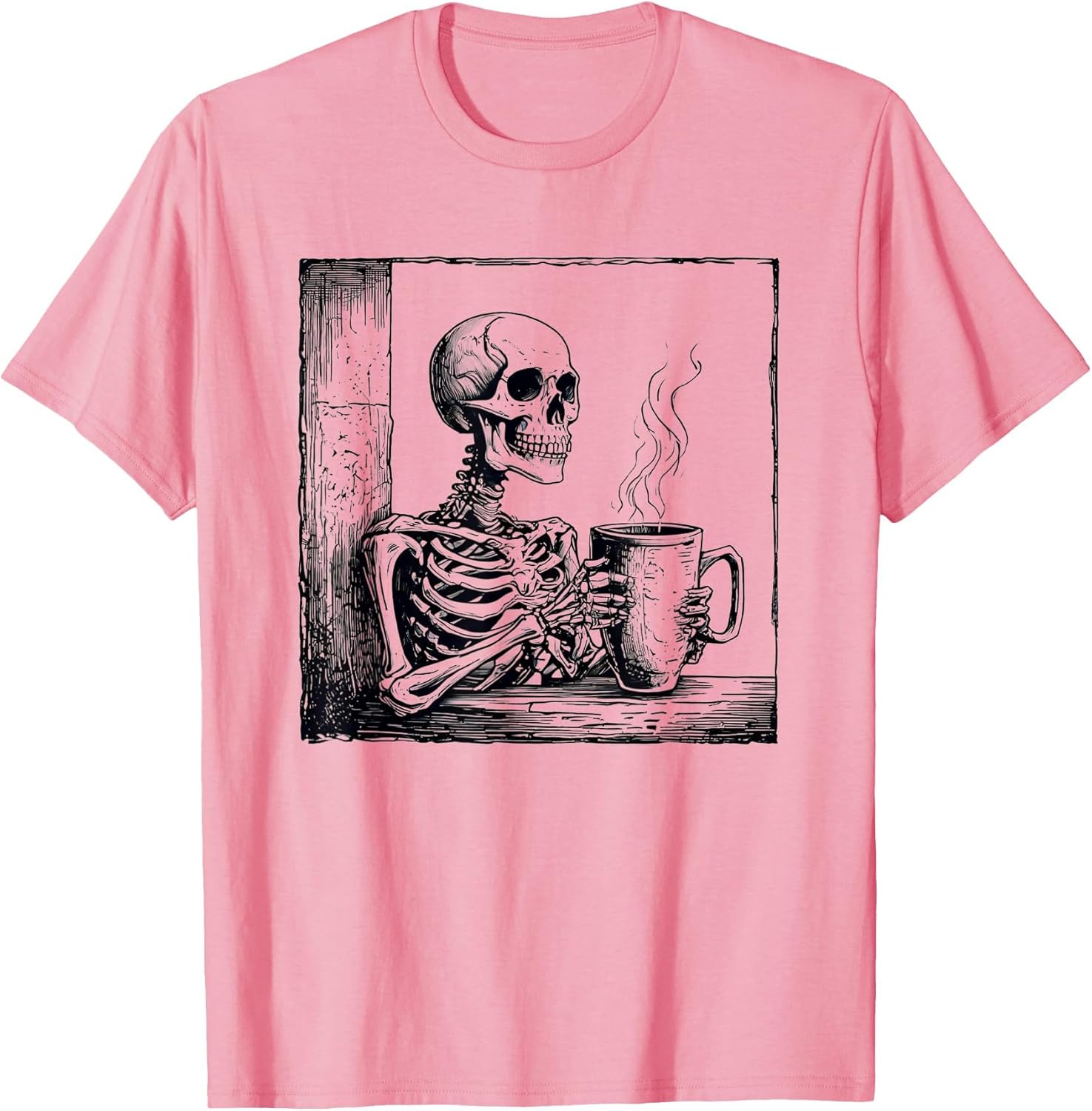 Coffee Drinking Skeleton Skull Halloween