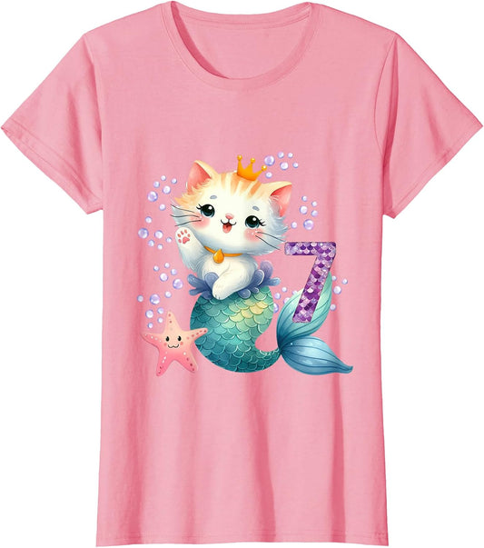 Cat Mermaid 7th Birthday 7 Year Old Party Girls Outfit