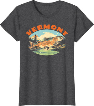 Vermont Trout Fly Fishing Vintage Nature Angler Graphic