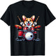 Cute Corgi Dog Playing Drums Drumset Graphic Funny Drummer