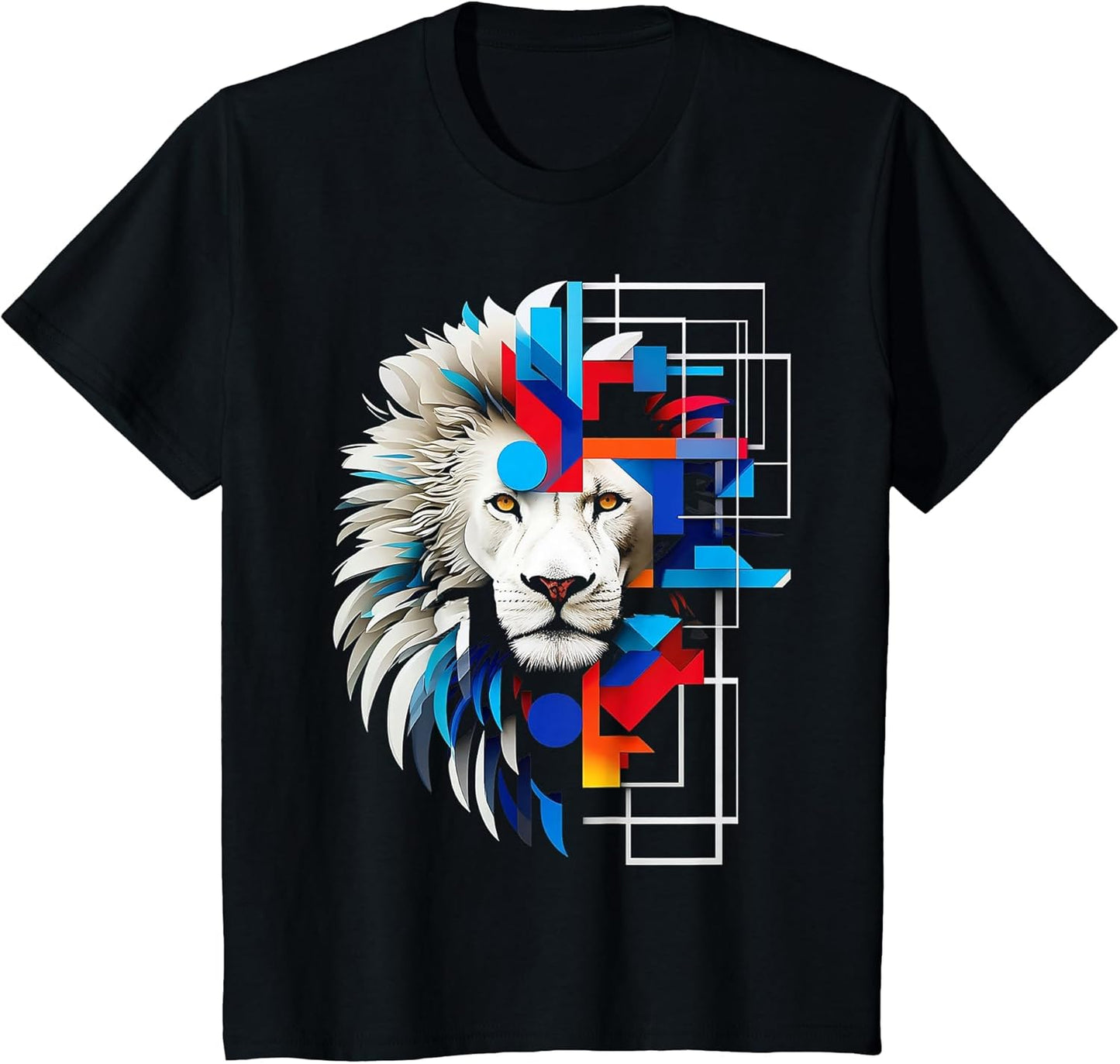 Lion Geometric Colorful Animal Art Abstract Graphic Lion