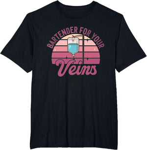 Bartender for Your Veins Intravenous Infusion Nurse IV Nurse , Men's Big and Tall, Black, 5X Tall