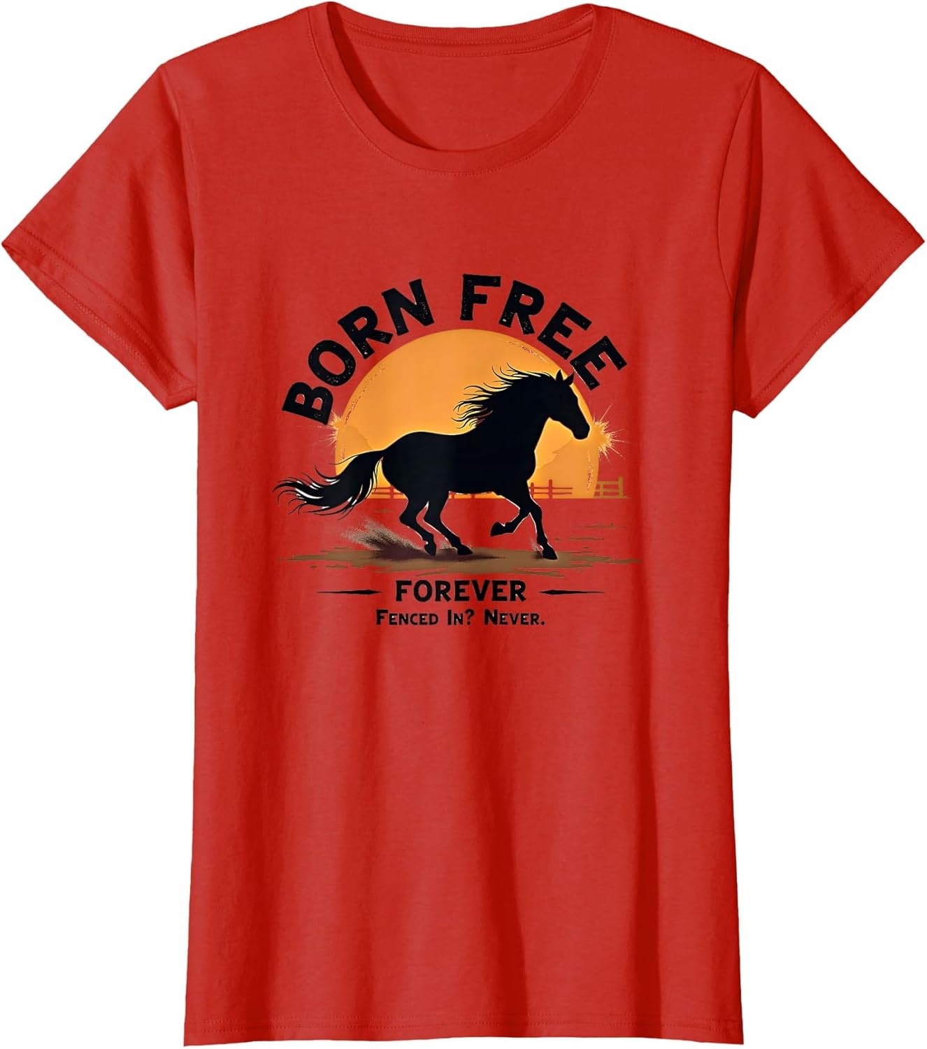 Cowboy Shirt Born Free Forever Western Horse Graphic