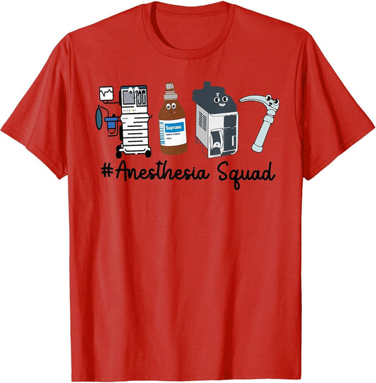 Funny Anesthesia Tech, Anesthesia Squad Goals CRNA Anesthesi , Men, Red, 3X-Large