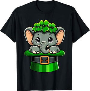 Elephant St Patricks Day Leprechaun Shamrock Irish Boys Girl
