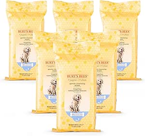 Burt's Bees for Pets Gentle Cleansing Puppy Wipes with Buttermilk, 98% Natural Origin Formulas, Hypoallergenic Dog Cleaning Wipes for Paws and Butt, 100 Count - 6 Pack