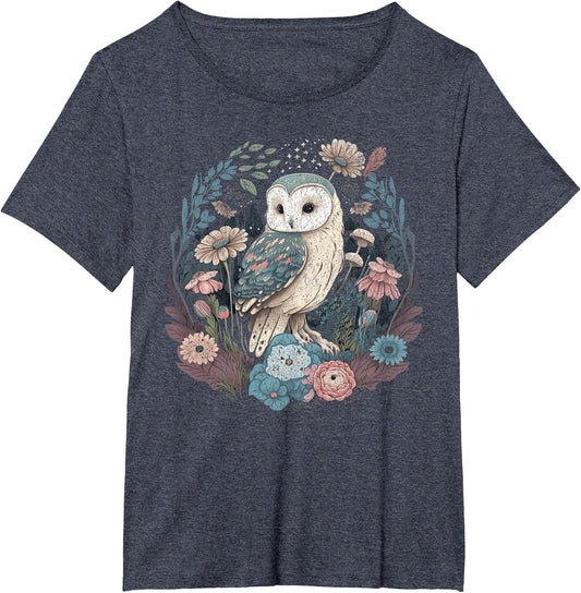 Cute Cottagecore owl & Wild Flowers Fairy Forest, Moon Stars