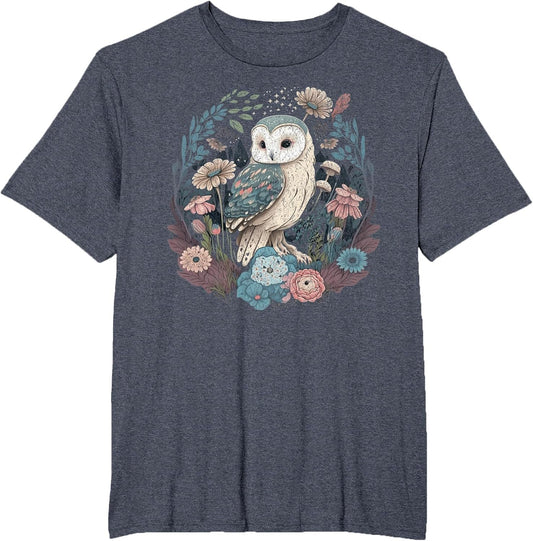 Cute Cottagecore owl & Wild Flowers Fairy Forest, Moon Stars