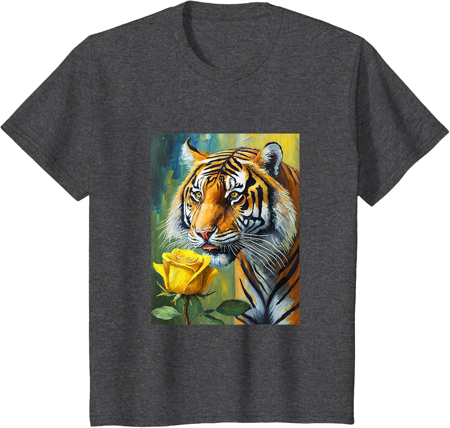 Tiger Sniffing a Yellow Rose Illustration Graphic Design