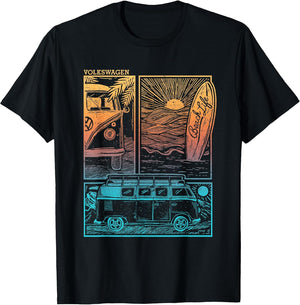 Volkswagen Beach Life Camper Sunset Doodle