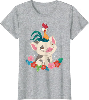 Disney Moana HEI HEI Rooster Pua Flowers Sketch Portrait