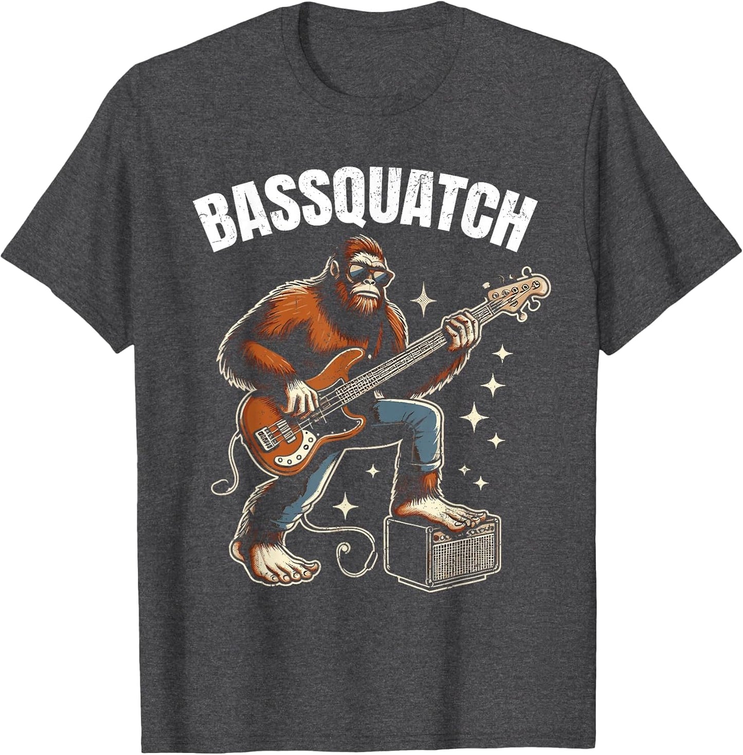 Bassquatch Bigfoot Sasquatch Bass Guitar Player Distressed