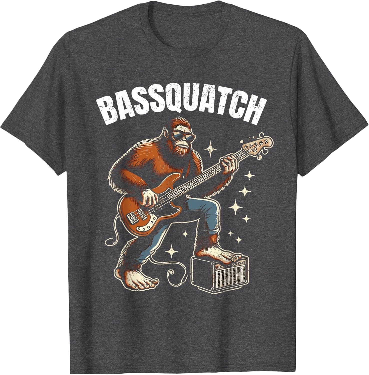Bassquatch Bigfoot Sasquatch Bass Guitar Player Distressed