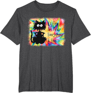 Its Fine Im Fine Everything is Fine Funny Black Cat Tie Dye