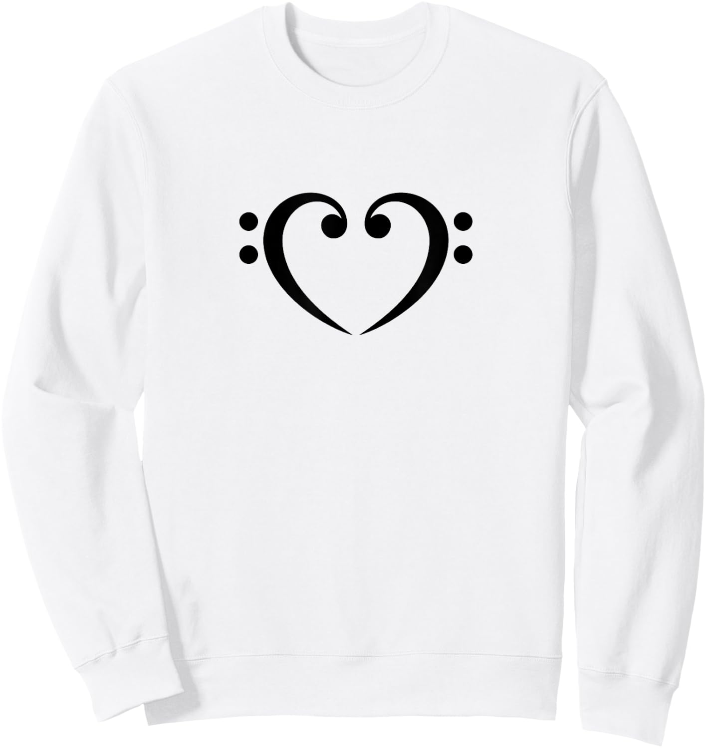 Bass, Clef, Heart, I LOVE, Music, Bassist, Musician, Band Sweatshirt - Sweatshirt | White