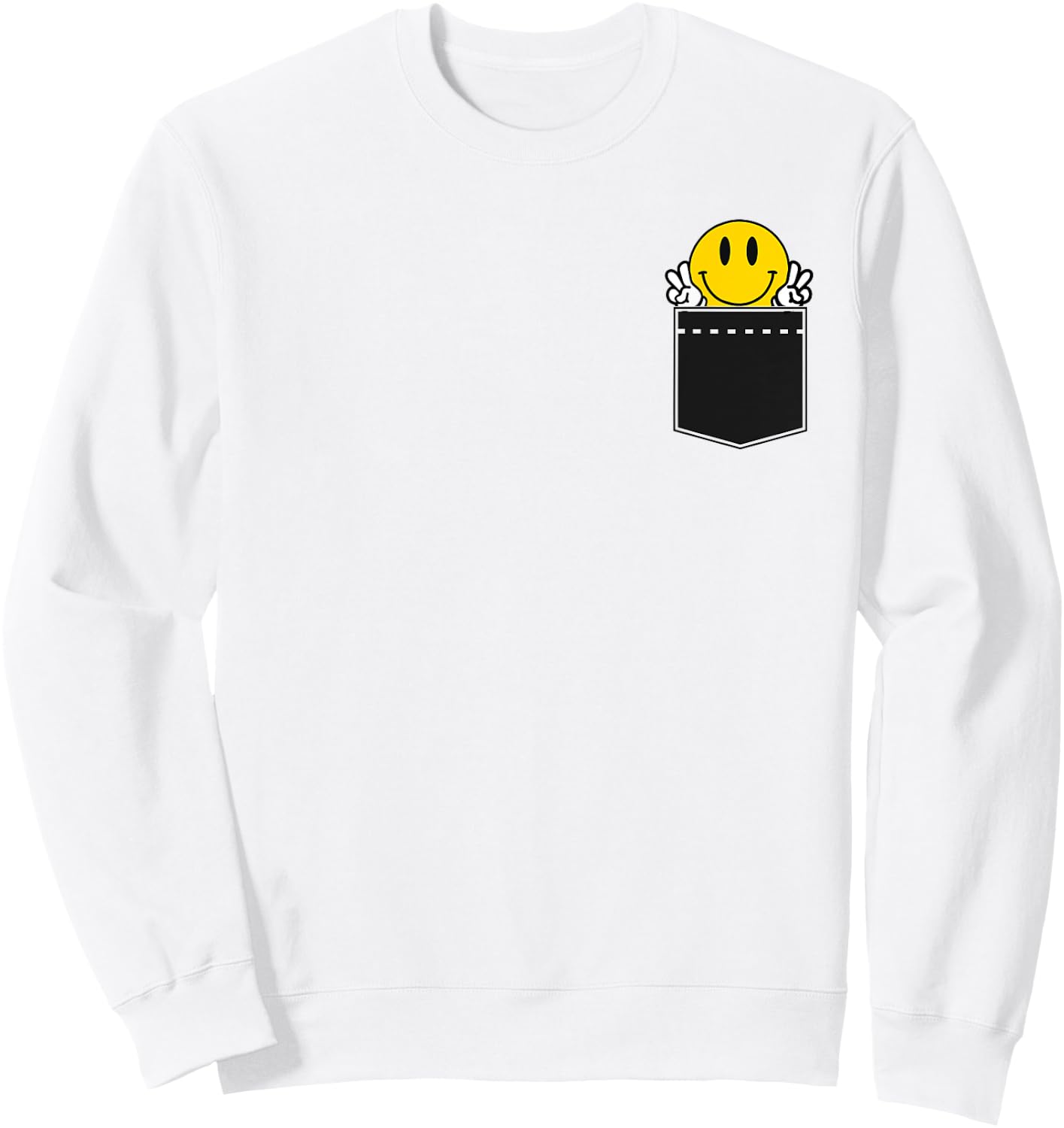 Yellow Smile Face Cute Checkered Peace Smiling Happy Face Sweatshirt - Sweatshirt | White
