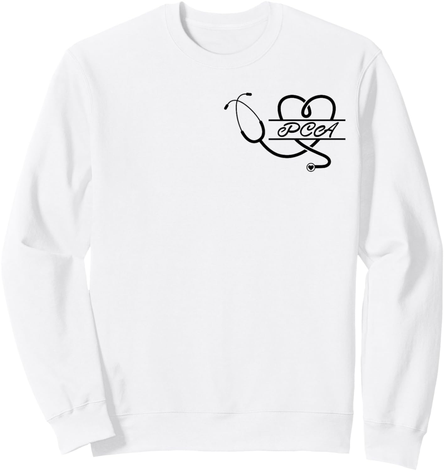 PCA Life Stethoscope Heart Nurse Week Gifts Nursing Student Sweatshirt - Sweatshirt | White