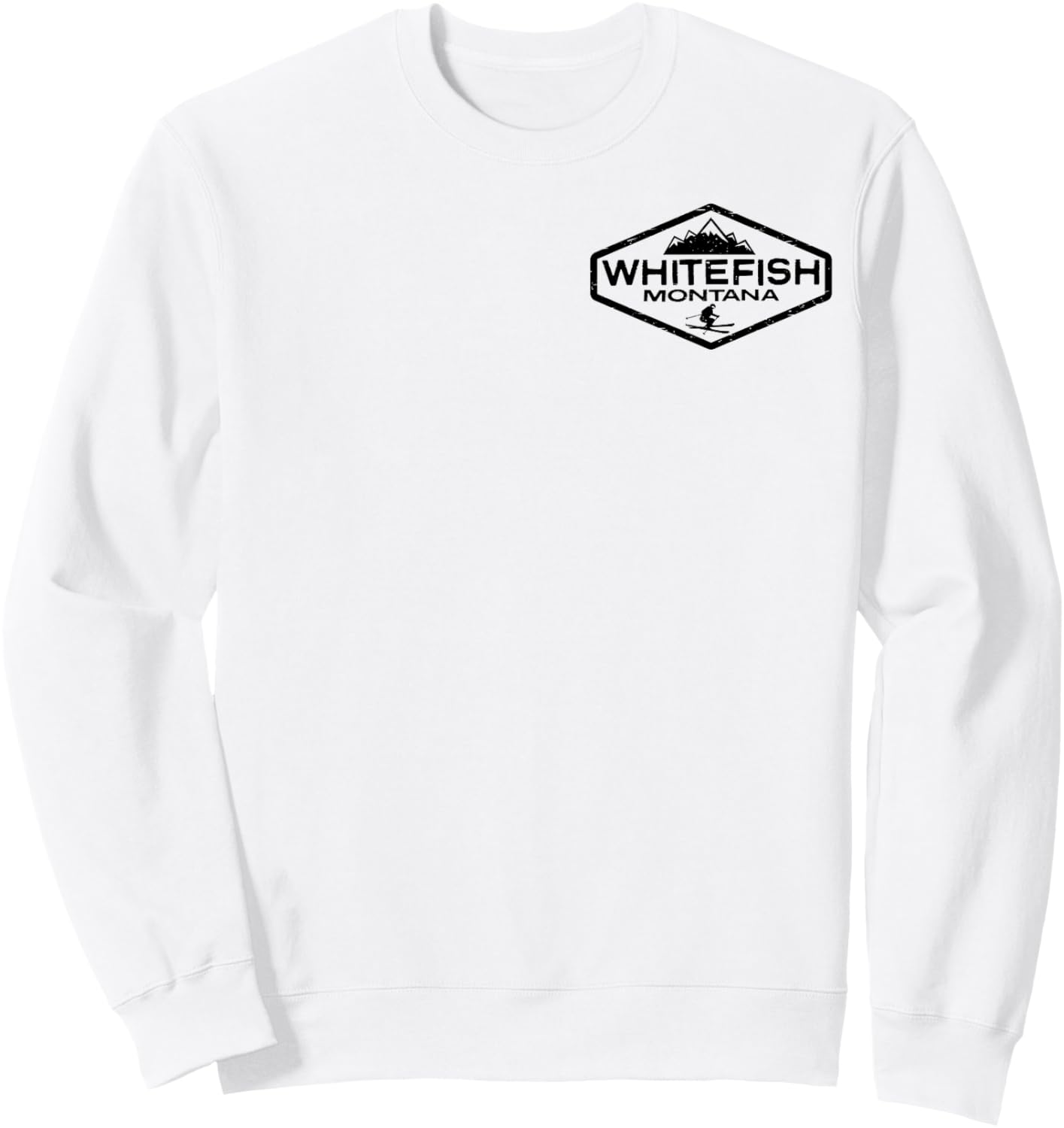 Whitefish Montana Vintage Distressed Front and Back Sweatshirt - Sweatshirt | White