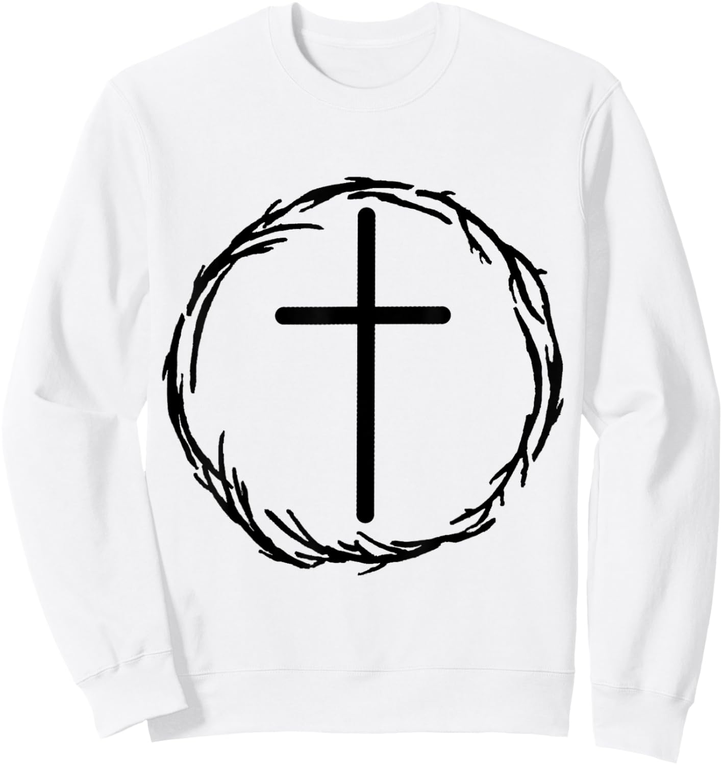 Cross and Crown of Thorns Christian Faith Bible Jesus Christ Sweatshirt - Sweatshirt | White