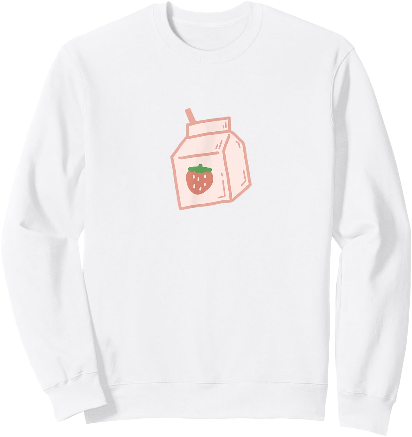 Cute Pink Strawberry Milk Carton Minimal Kawaii Aesthetic Sweatshirt - Sweatshirt | White
