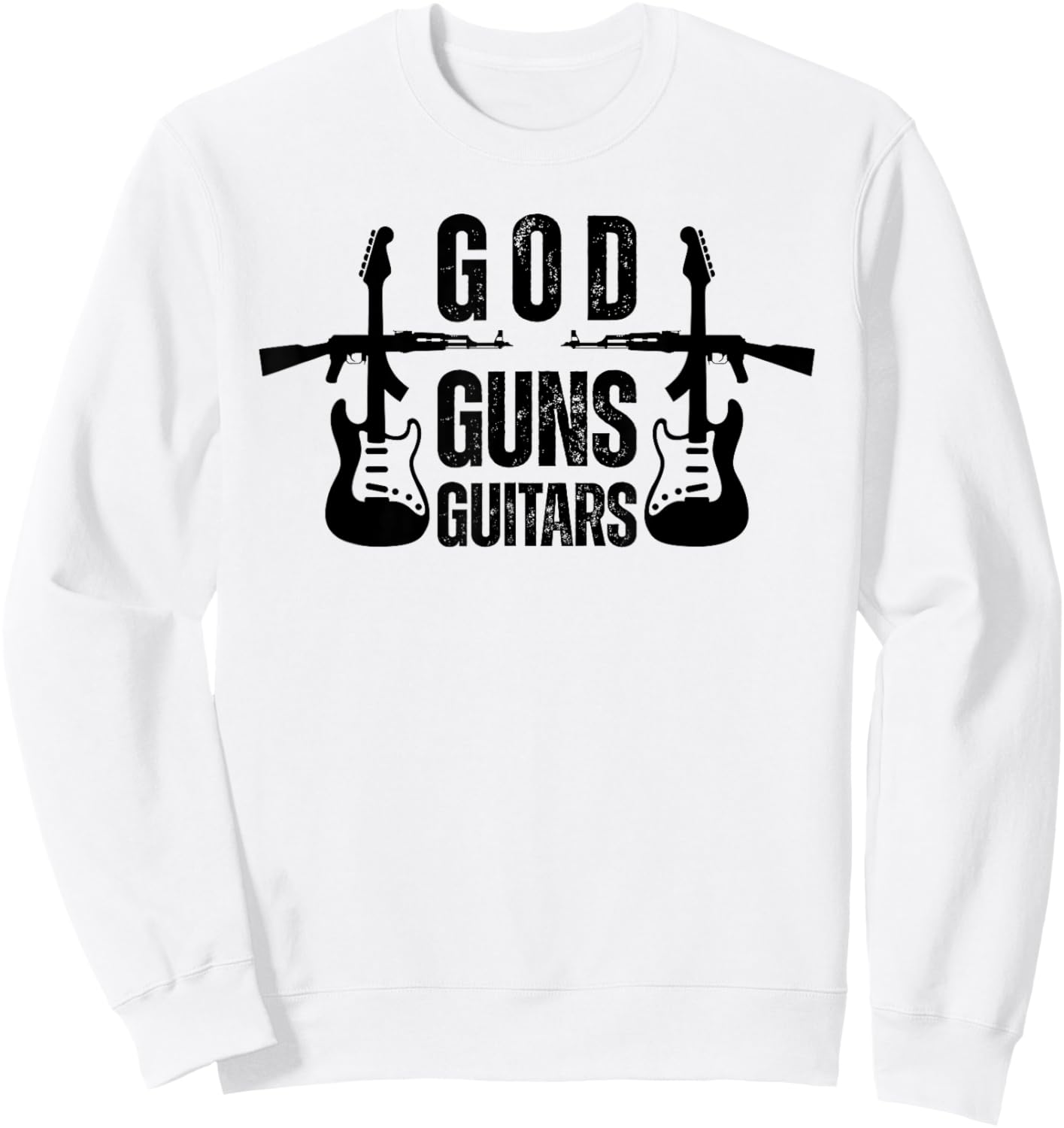 God Guns Guitar Funny Christian Guitar Lover Sweatshirt - Sweatshirt | White